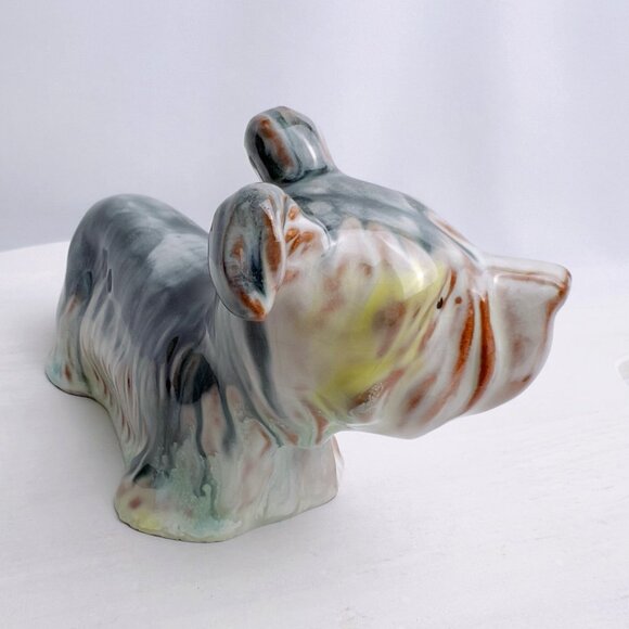 German Ceramic Dog Figurine Red Clay Multicolored Glaze Yorkshire Terrier - read - Picture 3 of 9